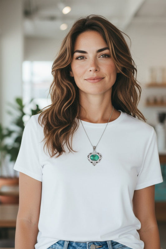 "سماء الفرعون" – قلادة الفيروز المصري مع سلسلة فضية