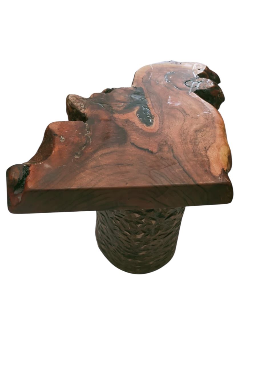 Acacia Wood Corner Table – 40cm Flat Edge | Natural Form, Smart Fit