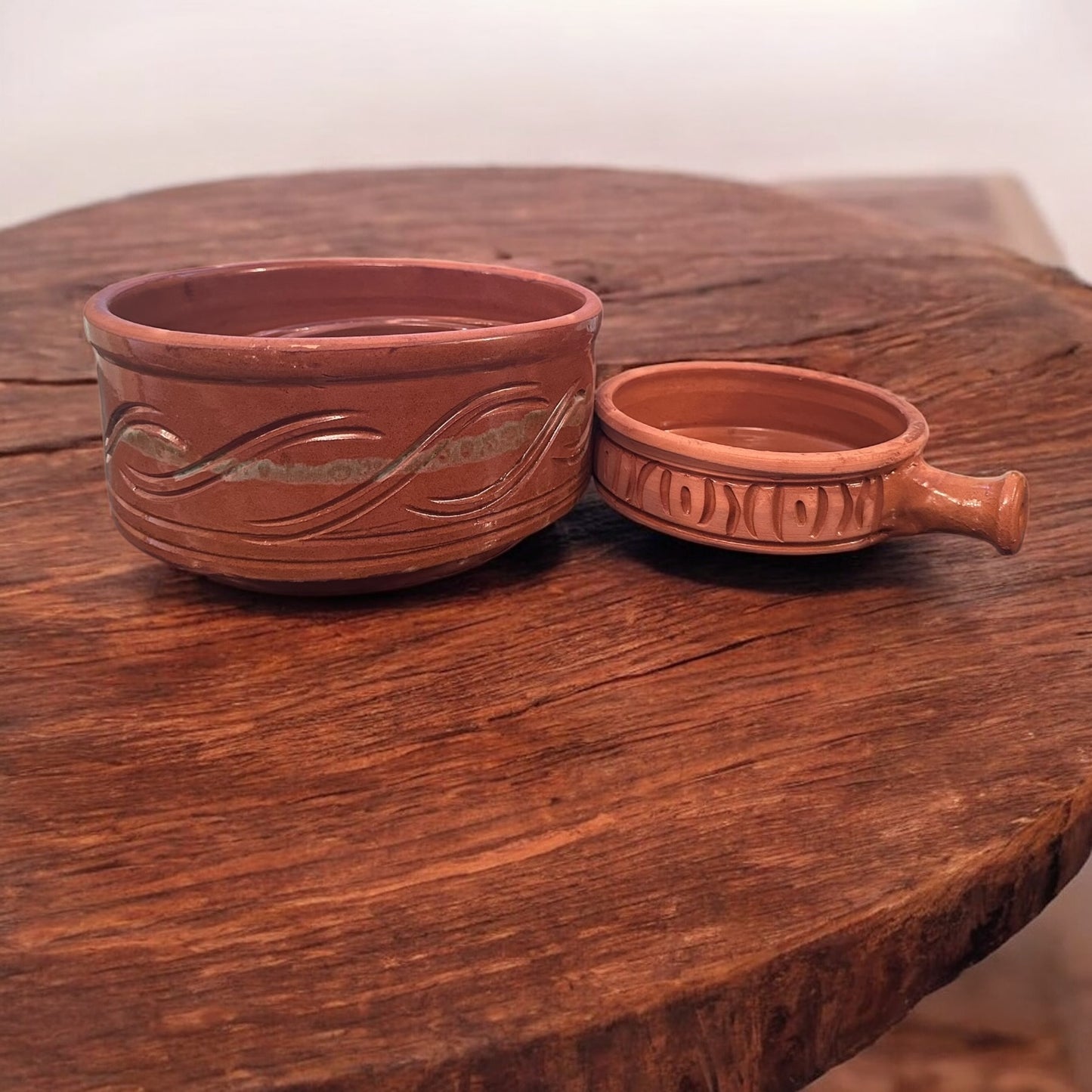 Set di tajine in argilla artigianale - Pentole tradizionali da 5 pezzi (con padella)