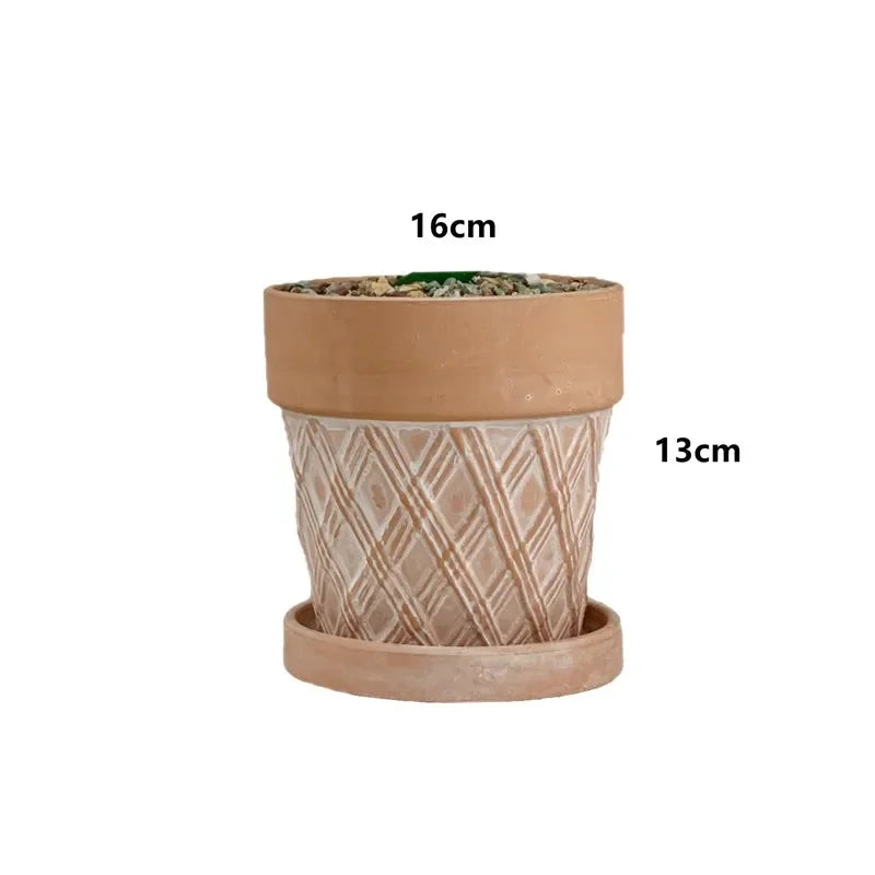 Maceta de cerámica roja, maceta de terracota, macetas de arcilla para cactus y suculentas, macetas de jardín, suministros de jardinería