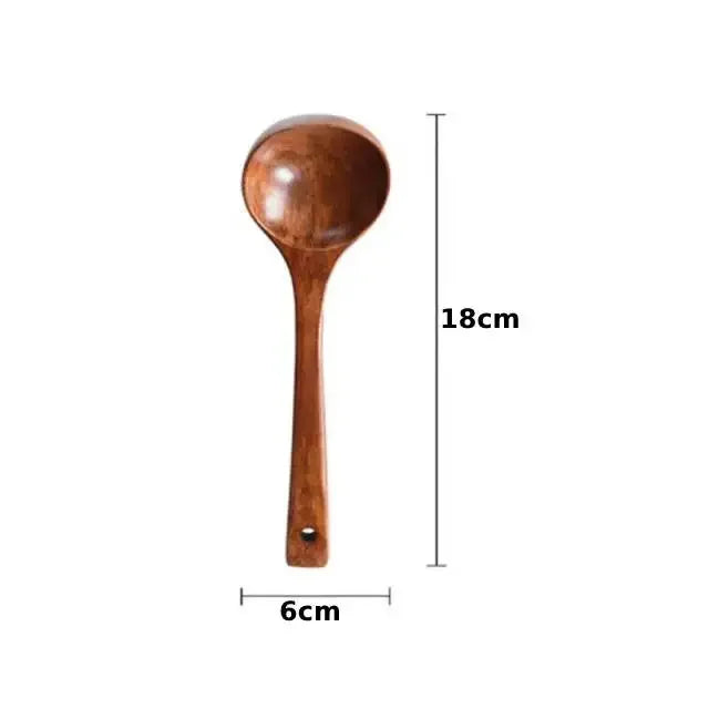 Cuchara de madera para servir, cucharón grande de madera natural para sopa, utensilio de cocina, vajilla hecha a mano para cocina, restaurante, gachas de avena