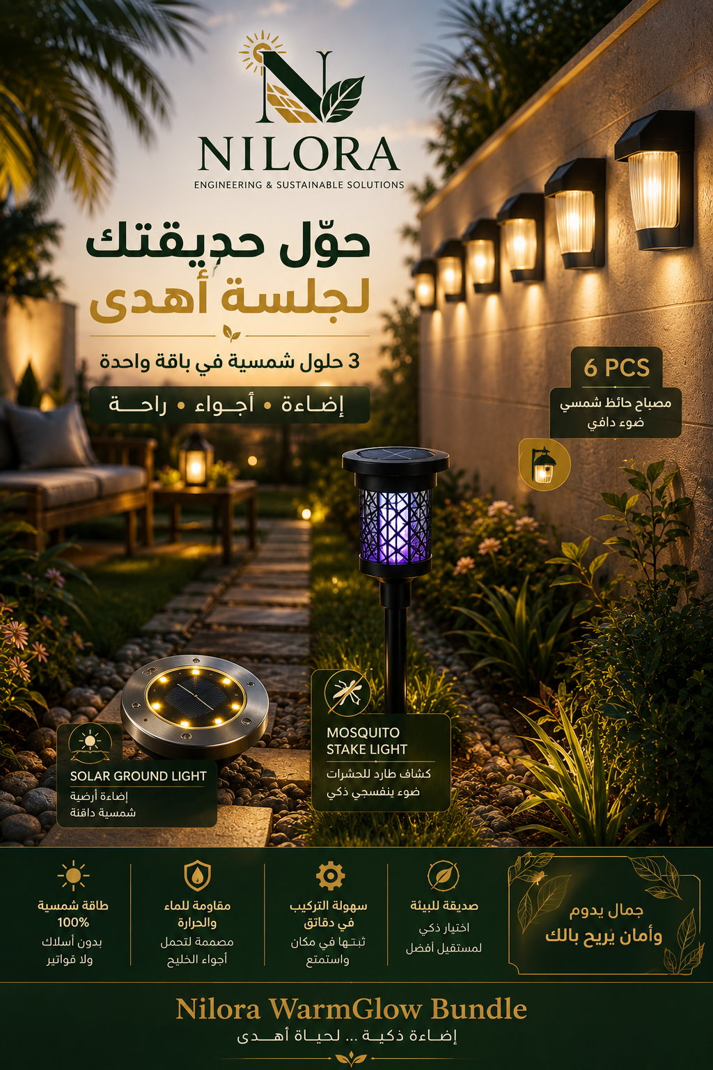 Nilora WarmGlow™ Solar Garden Comfort Bundle