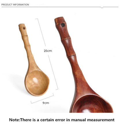 Cuchara grande de madera para sopa, cuchara de cocina con mango de bambú, estilo japonés, cuchara resistente, cucharón para agua de baño, vajilla, utensilios de cocina