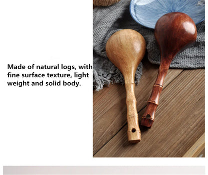 Cuchara grande de madera para sopa, cuchara de cocina con mango de bambú, estilo japonés, cuchara resistente, cucharón para agua de baño, vajilla, utensilios de cocina