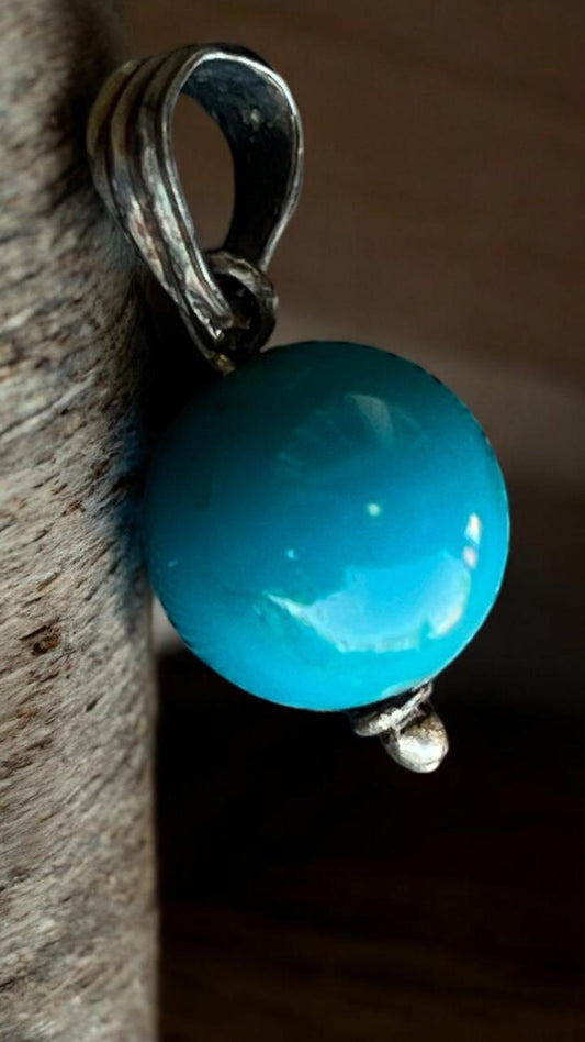 Handmade American Turquoise Pendant – Natural Gemstone with 925 Silver Chain