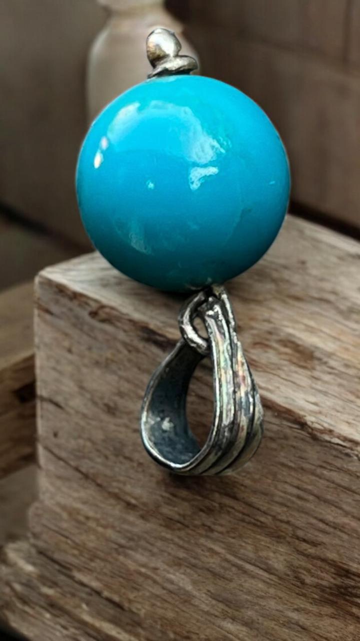 Handmade American Turquoise Pendant – Natural Gemstone with 925 Silver Chain