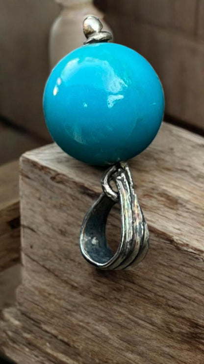 Handmade American Turquoise Pendant – Natural Gemstone with 925 Silver Chain