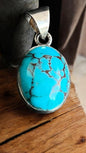 Egyptian Turquoise Pendant – 2 cm Natural Gemstone with 925 Sterling Silver Chain