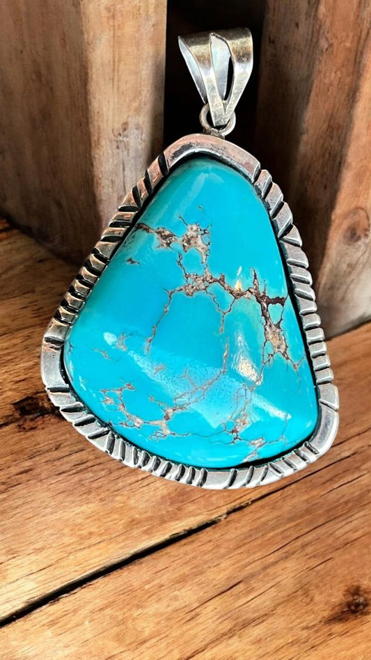 Azure Elegance – Egyptian Turquoise Pendant with Silver Chain