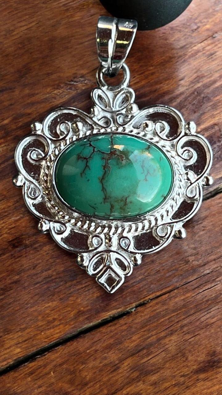 The Pharaoh’s Sky” – Egyptian Turquoise Pendant with Silver Chain