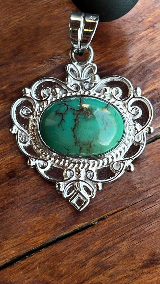 The Pharaoh’s Sky” – Egyptian Turquoise Pendant with Silver Chain