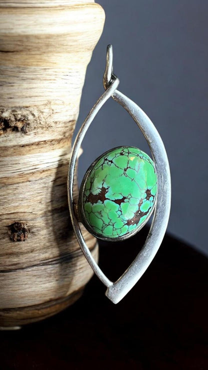 Timeless Eye” – Egyptian Turquoise Pendant with Silver Chain