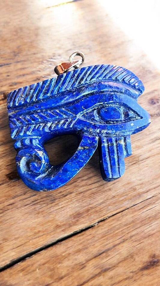 Horus Vision – Lapis Lazuli Eye Pendant with Silver Chain