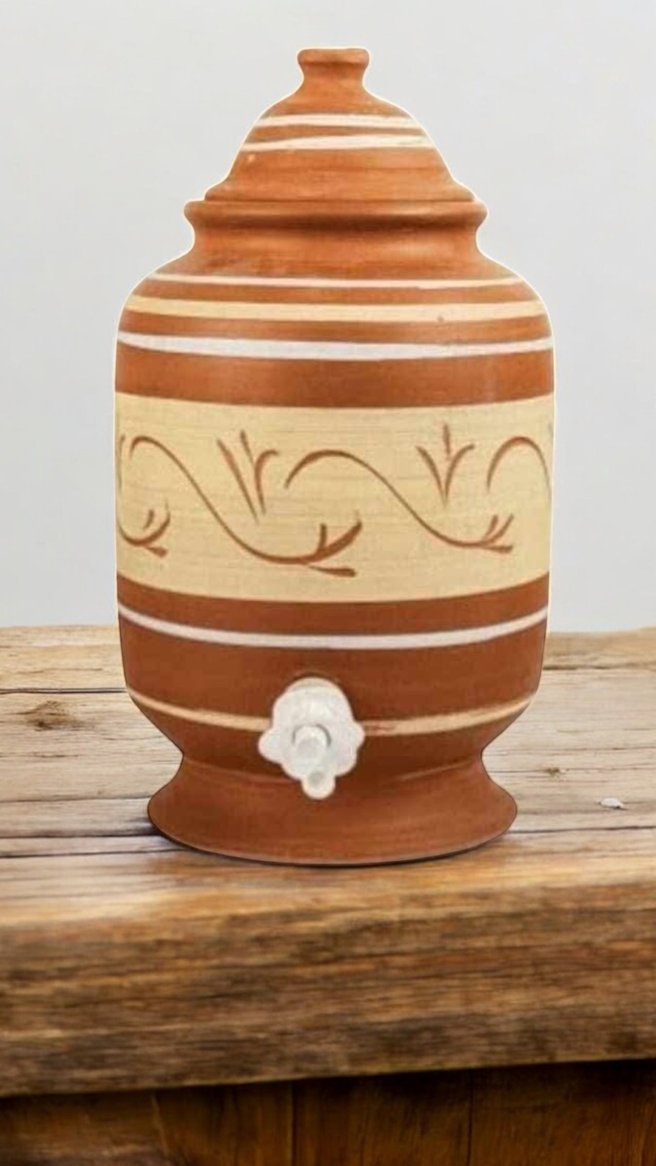 Set Oasis Celebration — Distributore d'acqua in argilla da 3 litri + 2 brocche dipinte a mano
