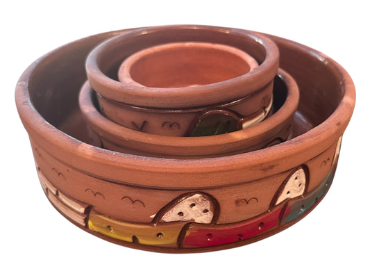 Juego de 4 tajines de arcilla pintados a mano: tamaños variados y diseños únicos