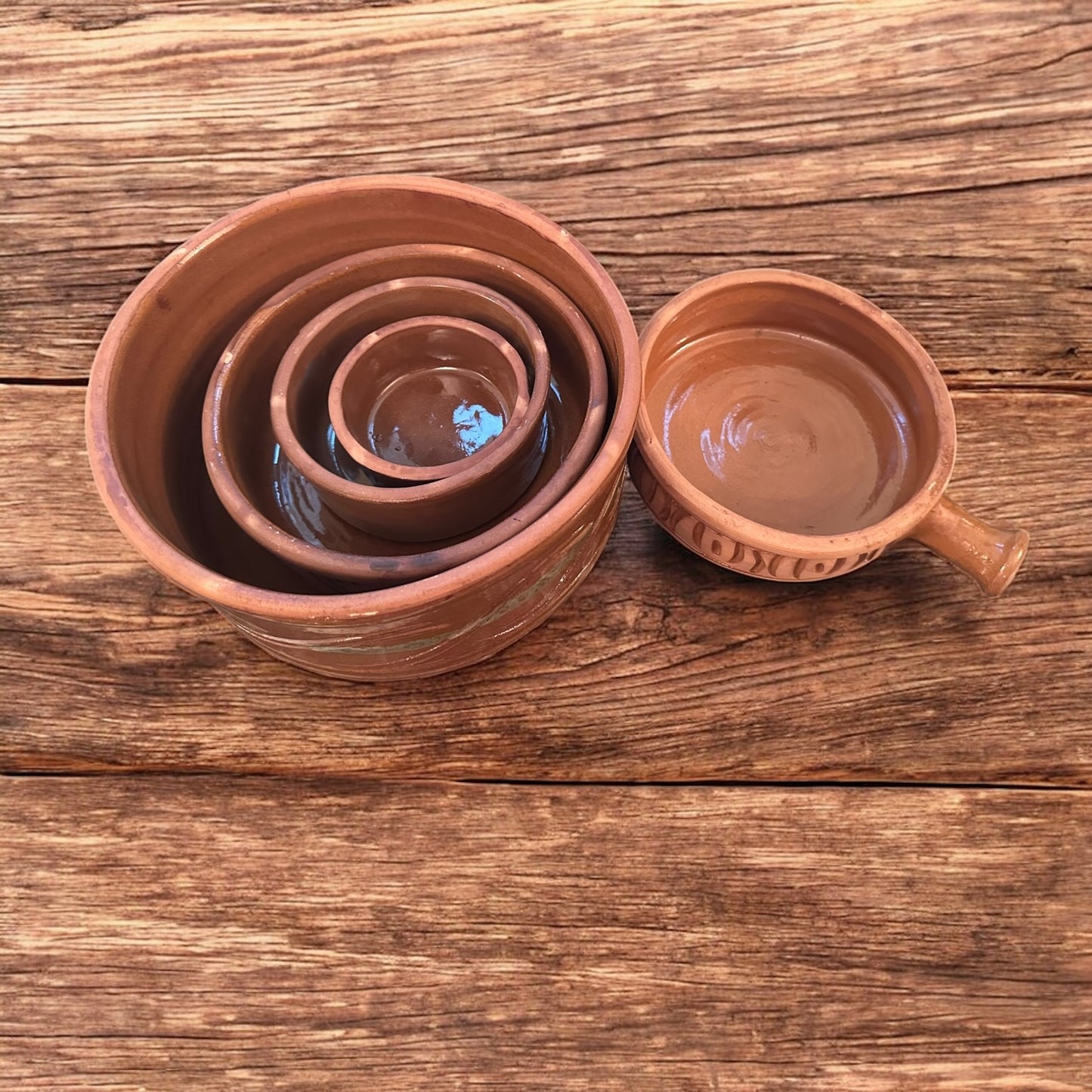 Set di tajine in argilla artigianale - Pentole tradizionali da 5 pezzi (con padella) 