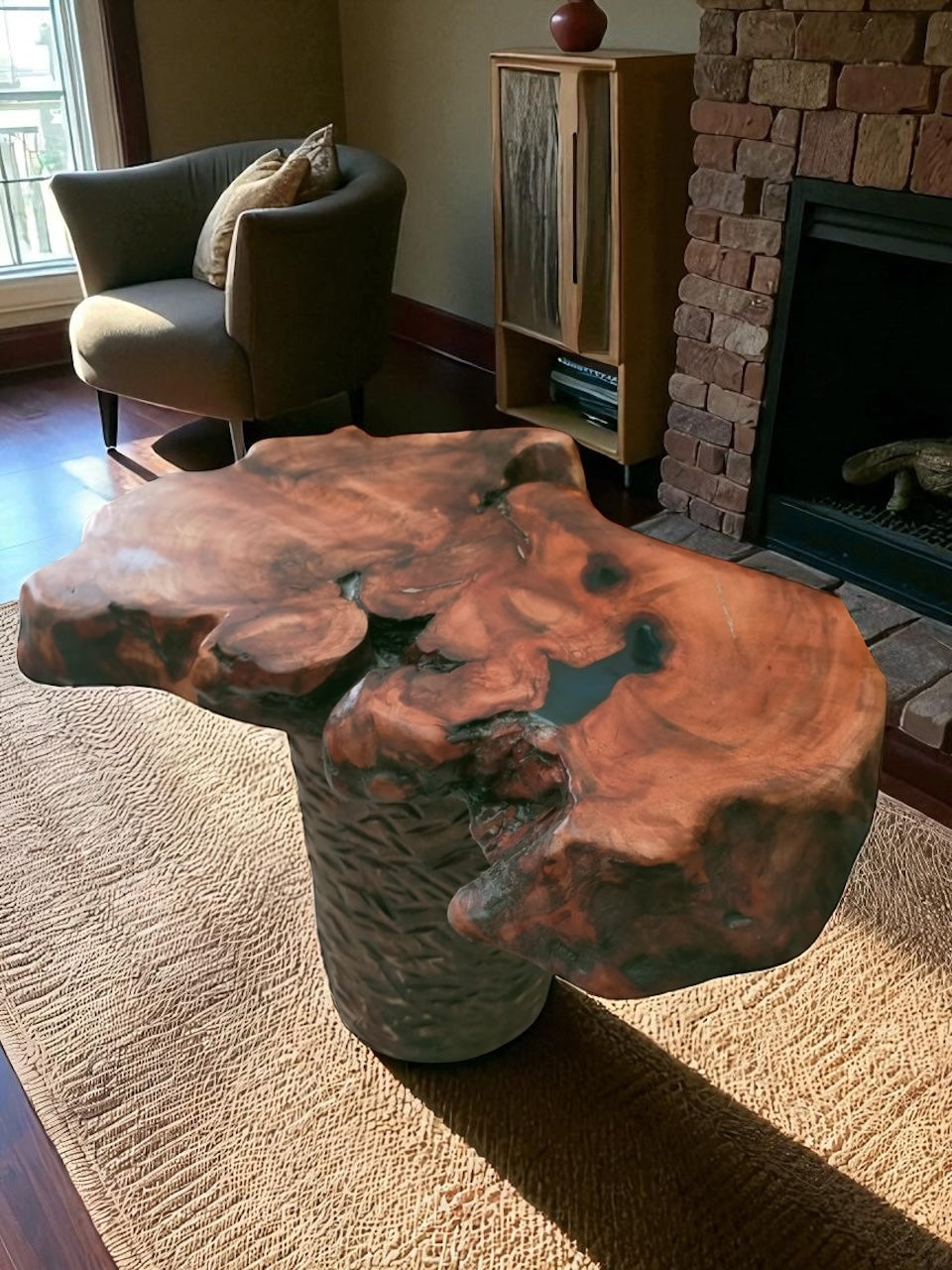 Mesa de centro de madera de acacia natural: pieza única hecha a mano, perfecta para rincones acogedores. 