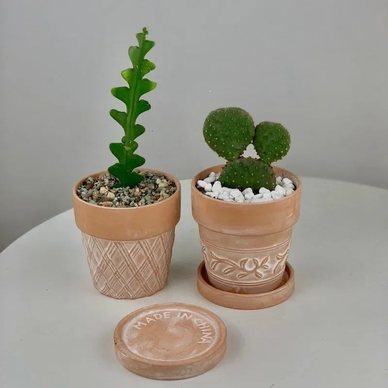 Maceta de cerámica roja, maceta de terracota, macetas de arcilla para cactus y suculentas, macetas de jardín, suministros de jardinería