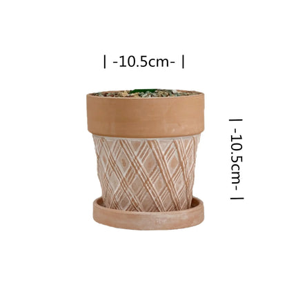 Maceta de cerámica roja, maceta de terracota, macetas de arcilla para cactus y suculentas, macetas de jardín, suministros de jardinería