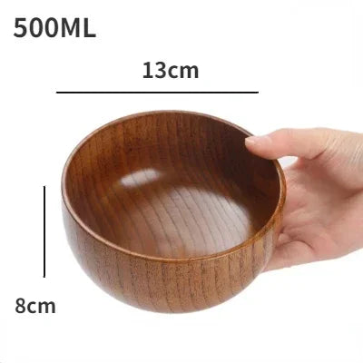 Cuencos de madera japoneses de azufaifo para niños, bebés y adultos, cuencos pequeños para sopa, cuencos de ensalada de madera maciza, vajilla retro para el hogar.