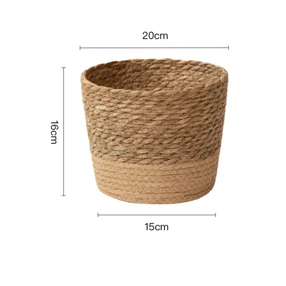 Maceta de mimbre tejida a mano para flores, cesta de mimbre para almacenamiento, maceta de jardín, cesta tejida a mano