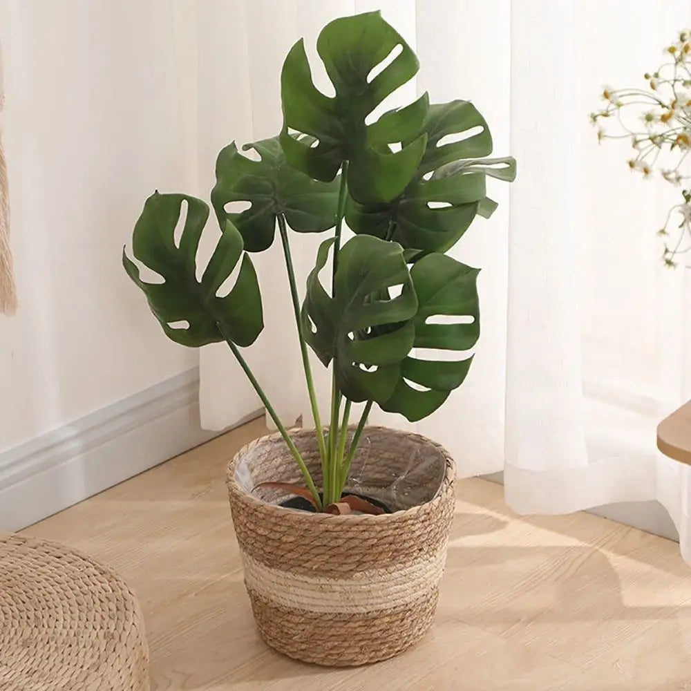 1 pieza para terrazas de jardín, maceta de ratán, cesta de paja, maceta tejida de hierba, decoración de muebles, tamaño mini/pequeño/grande.