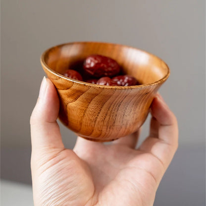 5 Sizes Wooden Rice Soup Bowls Japanese Style Natural Food Container for Fruit Salad Noodle Anti-scalding Eco-friendly Tableware