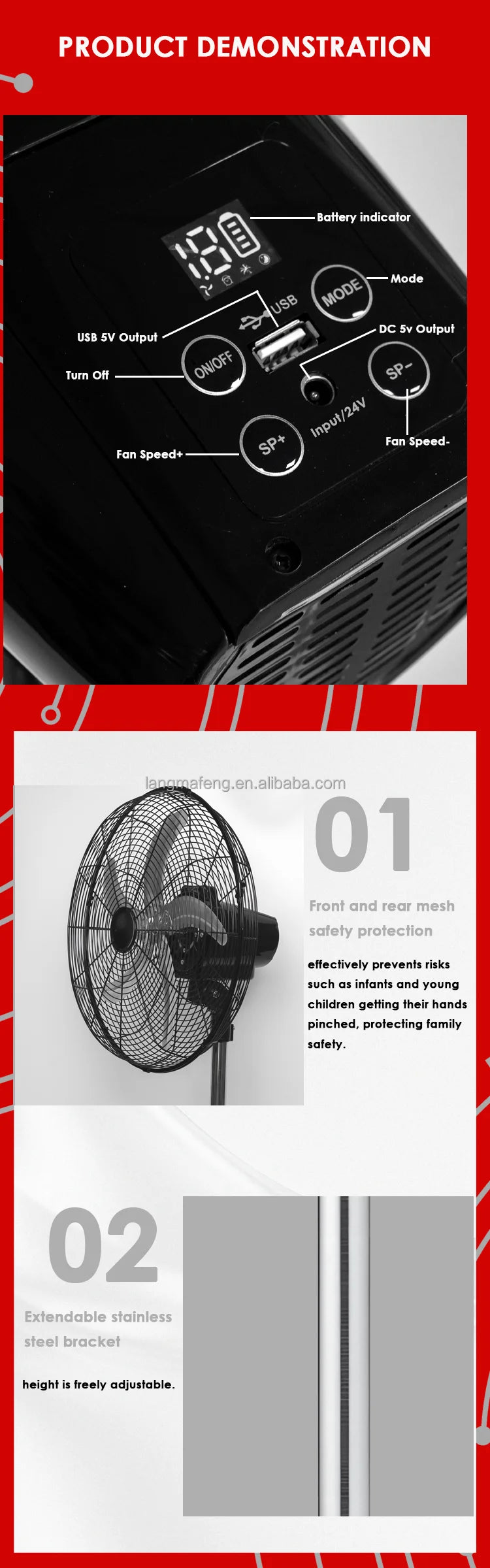 Industrial Solar Standing Fan – 18"