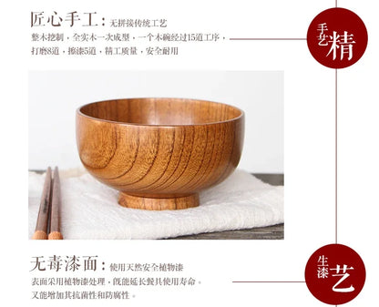Cuencos de madera japoneses de azufaifo para niños, bebés y adultos, cuencos pequeños para sopa, cuencos de ensalada de madera maciza, vajilla retro para el hogar.