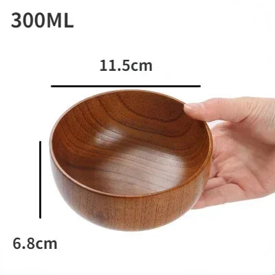 Cuencos de madera japoneses de azufaifo para niños, bebés y adultos, cuencos pequeños para sopa, cuencos de ensalada de madera maciza, vajilla retro para el hogar.