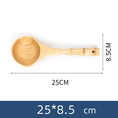 Cuchara grande de madera para sopa, cuchara de cocina con mango de bambú, estilo japonés, cuchara resistente, cucharón para agua de baño, vajilla, utensilios de cocina