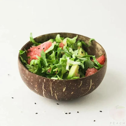 Cuencos de coco para servir platos Ensalada de madera Cuenco de madera reutilizable Utensilios para servir Cuencos de cáscara de coco natural Desayuno Fiesta