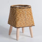 Vaso da fiori in rattan intrecciato alla moda, fioriere creative con gambe rimovibili, resistente supporto per piante intrecciato a mano
