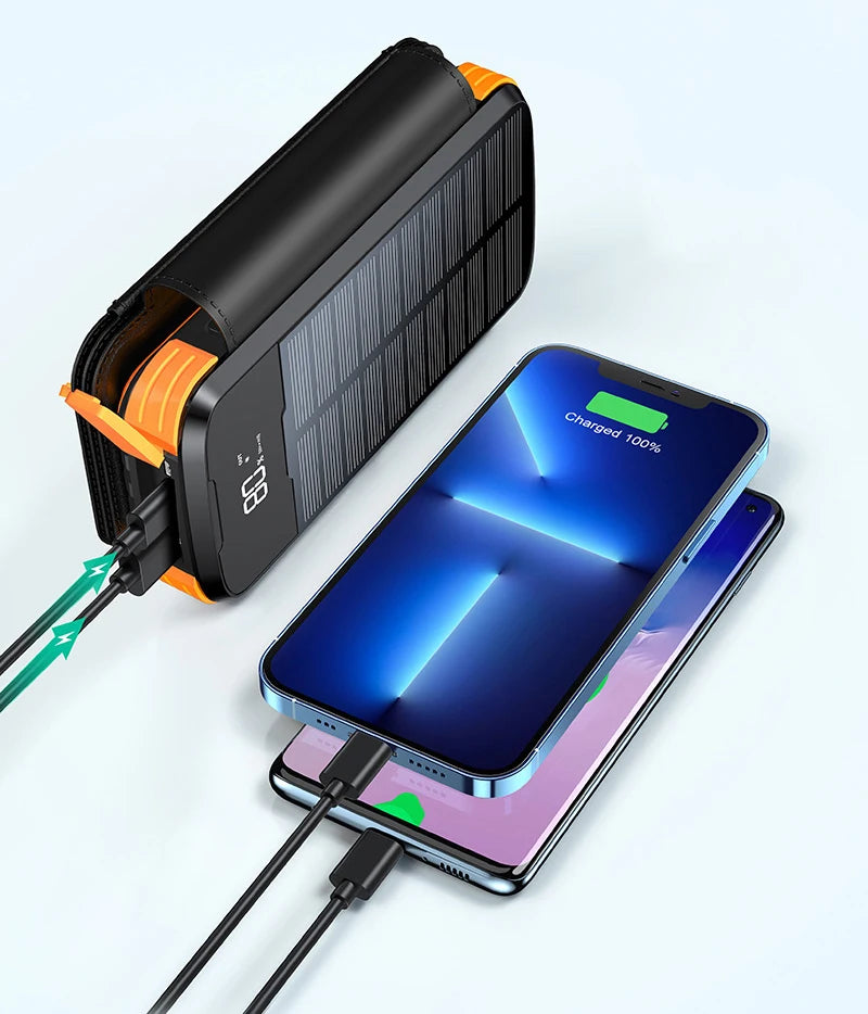 Foldable Solar Power Bank with 4 Solar Panels & Wireless Fast Charging