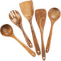 Juego de utensilios de cocina de madera, espátula para el hogar, cuchara, tenedor, cuchara para mezclar, juego de cocina para hornear con cubo de almacenamiento
