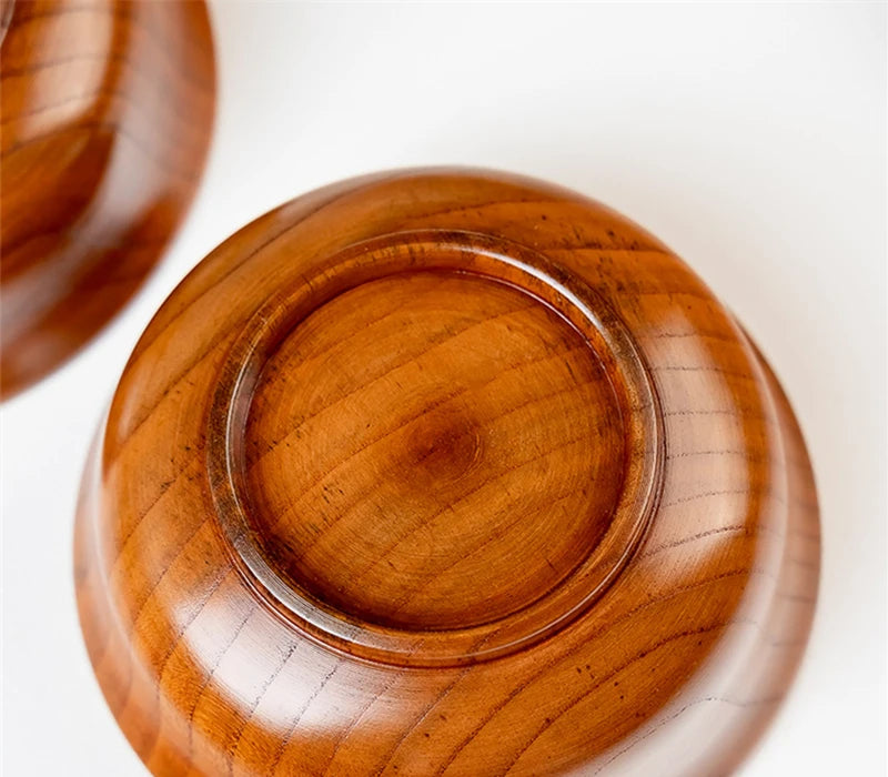 5 Sizes Wooden Rice Soup Bowls Japanese Style Natural Food Container for Fruit Salad Noodle Anti-scalding Eco-friendly Tableware