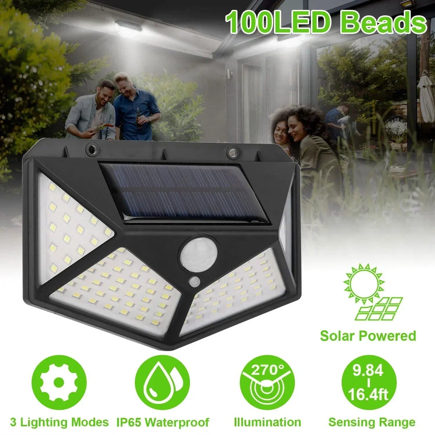 Solar Motion Security Light 100 LED — outdoor use