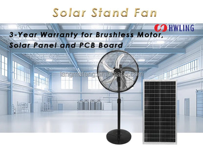 Industrial Solar Standing Fan – 18"