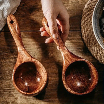 Cuchara de sopa de madera, suministros de cocina, barra de madera para miel, beber café, reutilizable, mango marrón para comer, mezclar, revolver y cocinar.