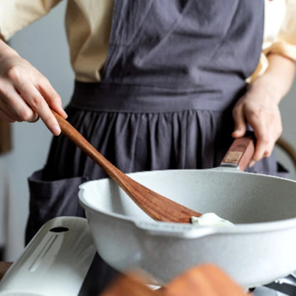 Juego de utensilios de cocina de madera, espátula para el hogar, cuchara, tenedor, cuchara para mezclar, juego de cocina para hornear con cubo de almacenamiento