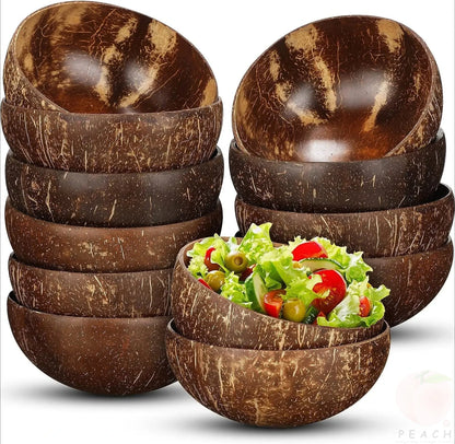 Cuencos de coco para servir platos Ensalada de madera Cuenco de madera reutilizable Utensilios para servir Cuencos de cáscara de coco natural Desayuno Fiesta