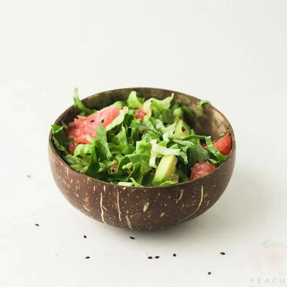 Cuencos de coco para servir platos Ensalada de madera Cuenco de madera reutilizable Utensilios para servir Cuencos de cáscara de coco natural Desayuno Fiesta