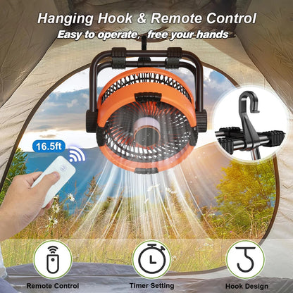 Rechargeable Camping Fan with Light
