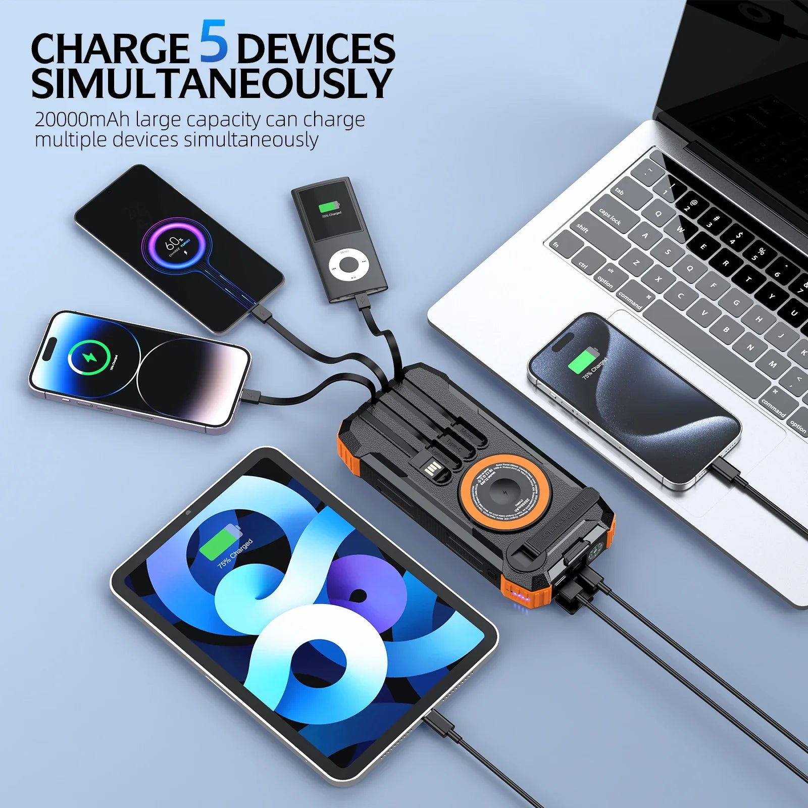 Nilora Solar Power Bank with Hand Crank - detail view