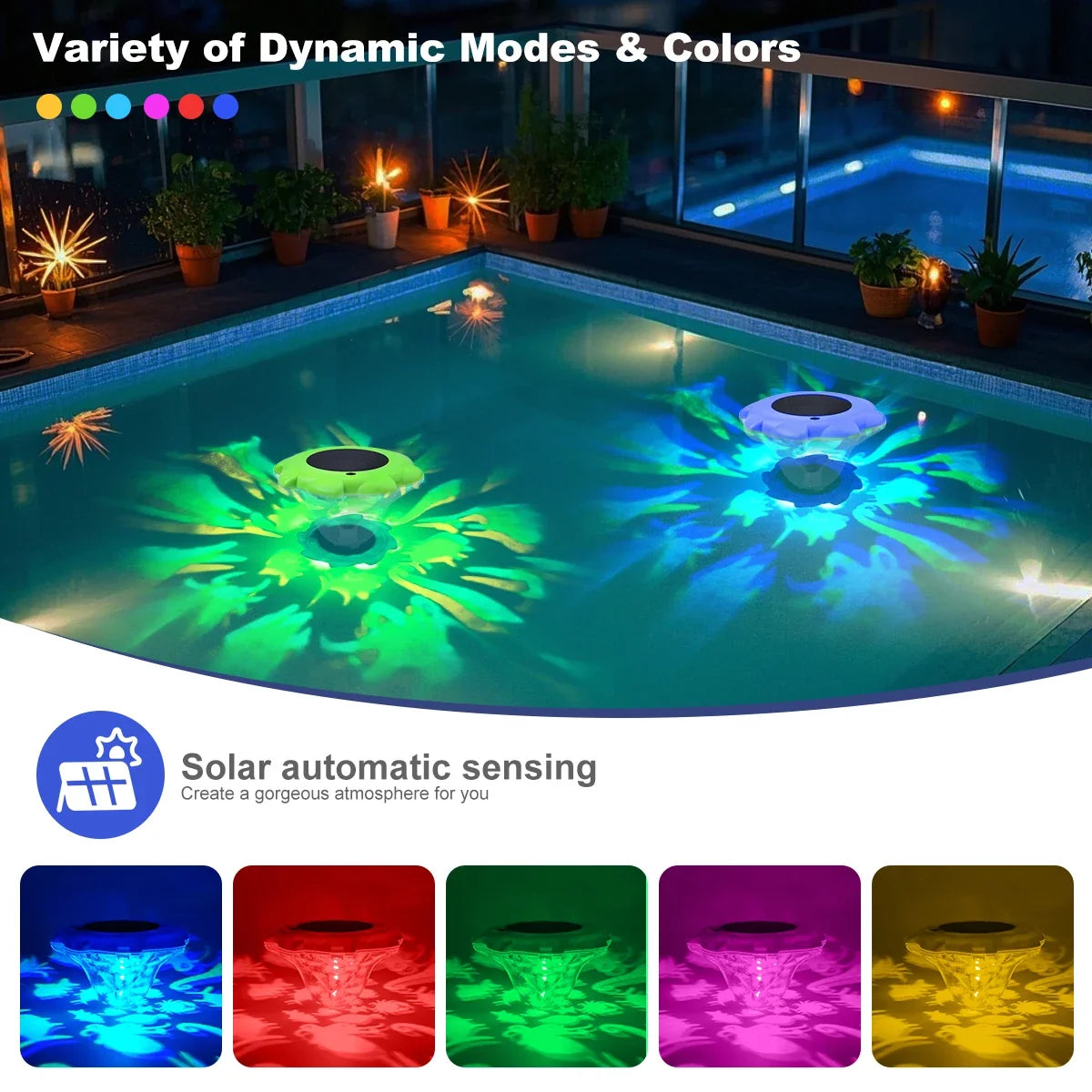 Nilora AquaGlow Solar Pool Light feature view