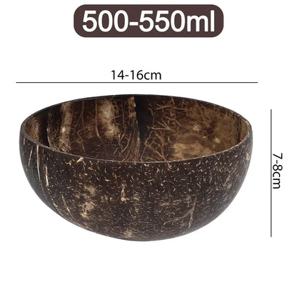Cuencos de coco natural para servir platos, cuencos de madera reutilizables, cucharas de madera, cuencos de cáscara de coco natural, juego de vajilla de cocina