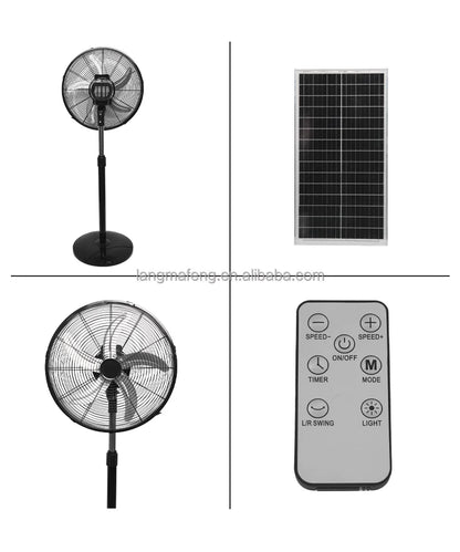 Industrial Solar Standing Fan – 18"