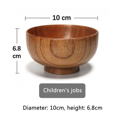 Cuenco de madera natural, cuenco japonés de madera para sopa de arroz, ensaladera, recipiente para comida, cuenco grande y pequeño para niños, vajilla de madera.