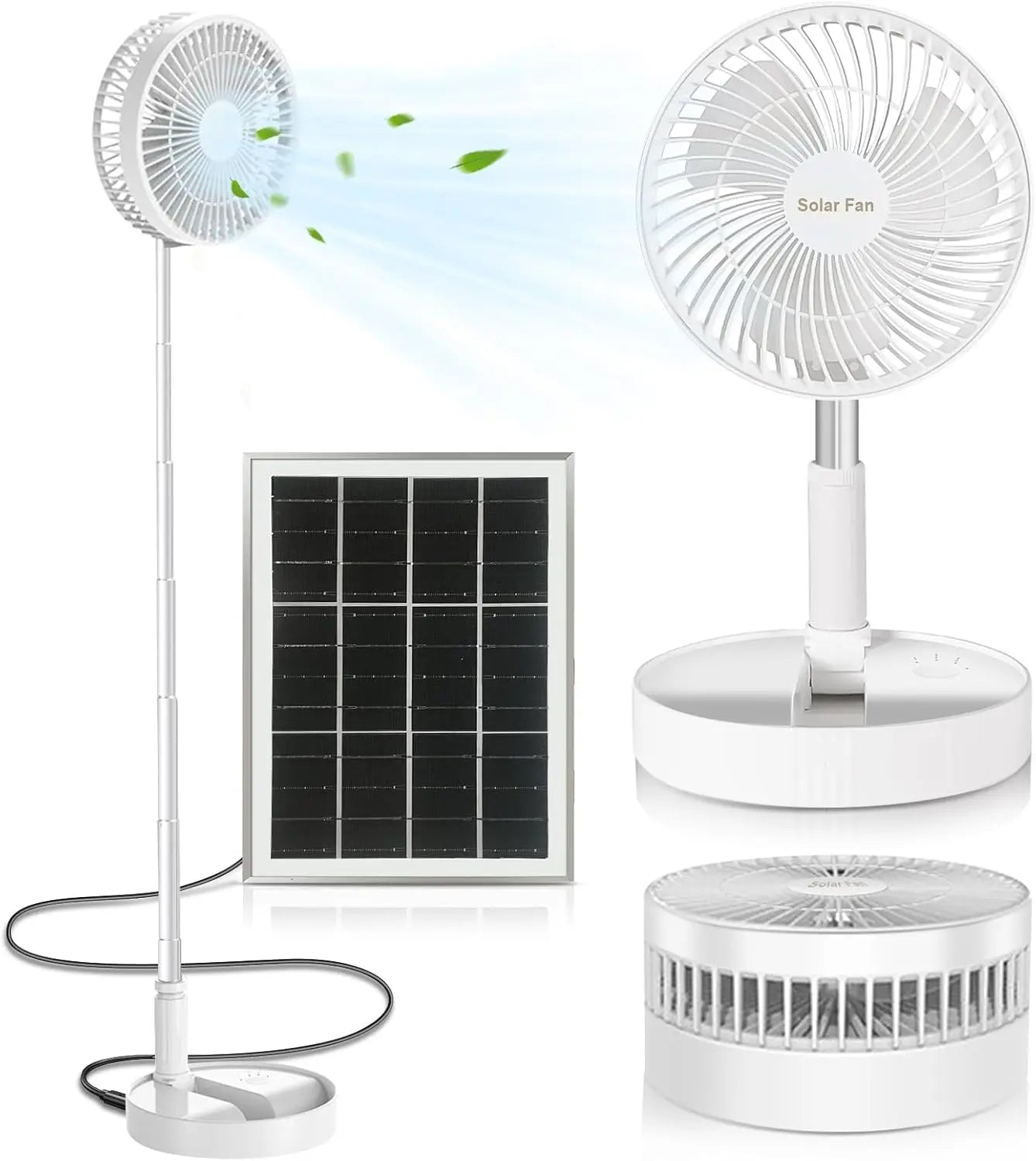 Portable Solar Folding Fan – 8"