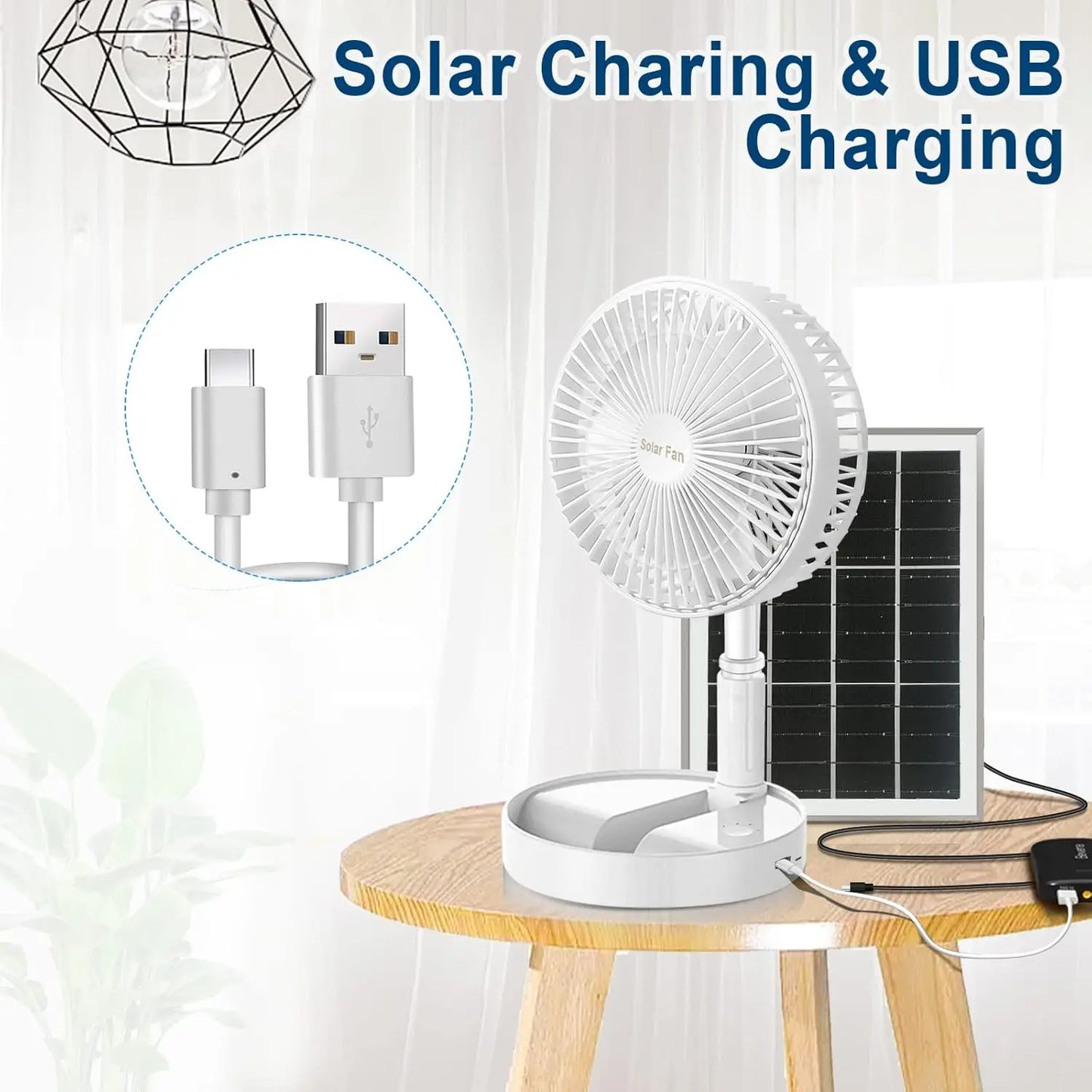 Portable Solar Folding Fan – 8"